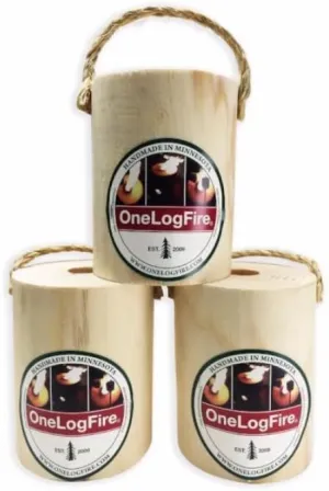 Mini - Single Log Campfire, 100% Natural, Easy Light - 1 Hour Burn Time, for Outdoor Firepit, Bonfires, Swedish Fire Log (3 Pack)