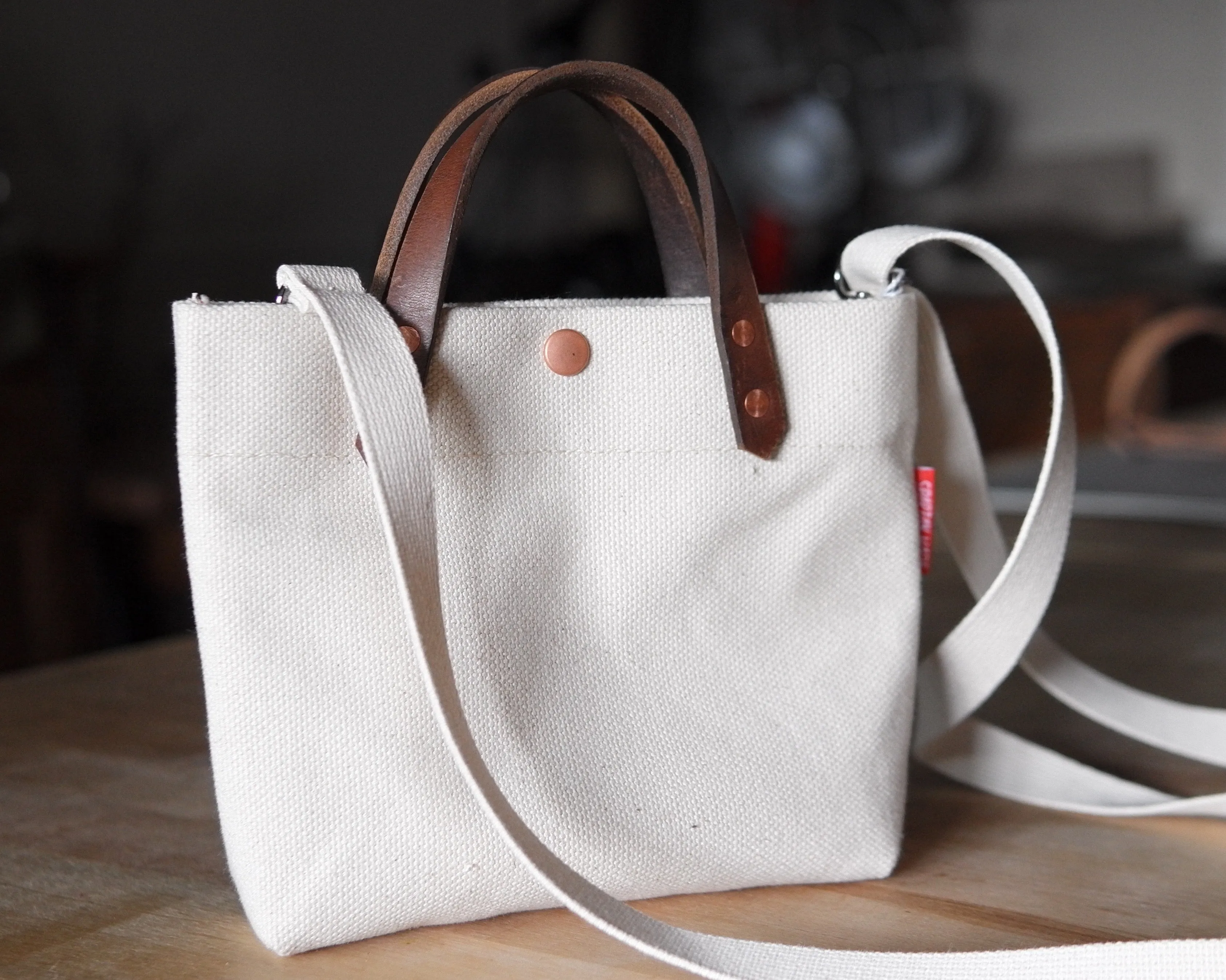 Mini Tote in Canvas with Strap