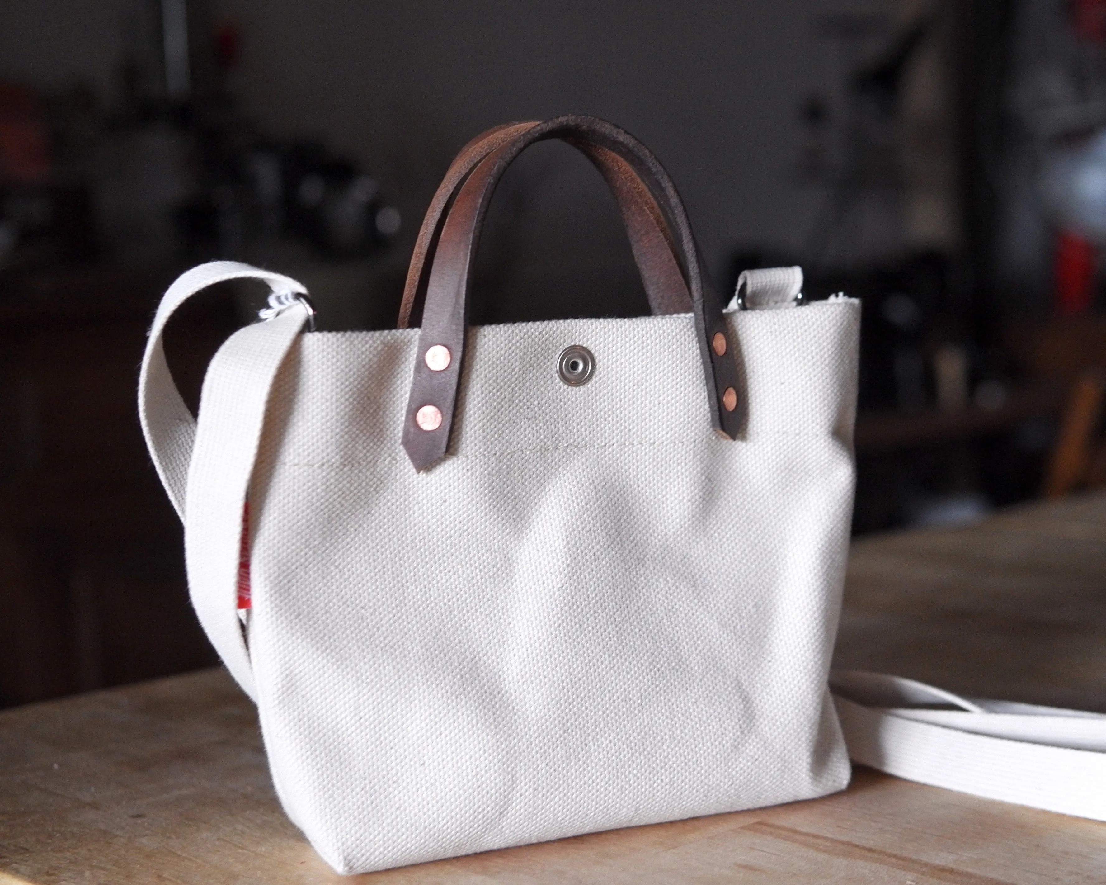 Mini Tote in Canvas with Strap
