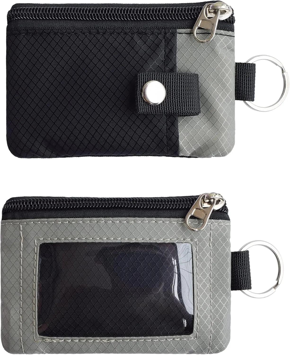 Minimalist RFID Blocking Small Wallet with ID Window,WaterResistant Zip Id Case Wallet with Lanyard Keychain for Cards,Cash,Travel,Women,Men (GreenOnion DarkGreen)