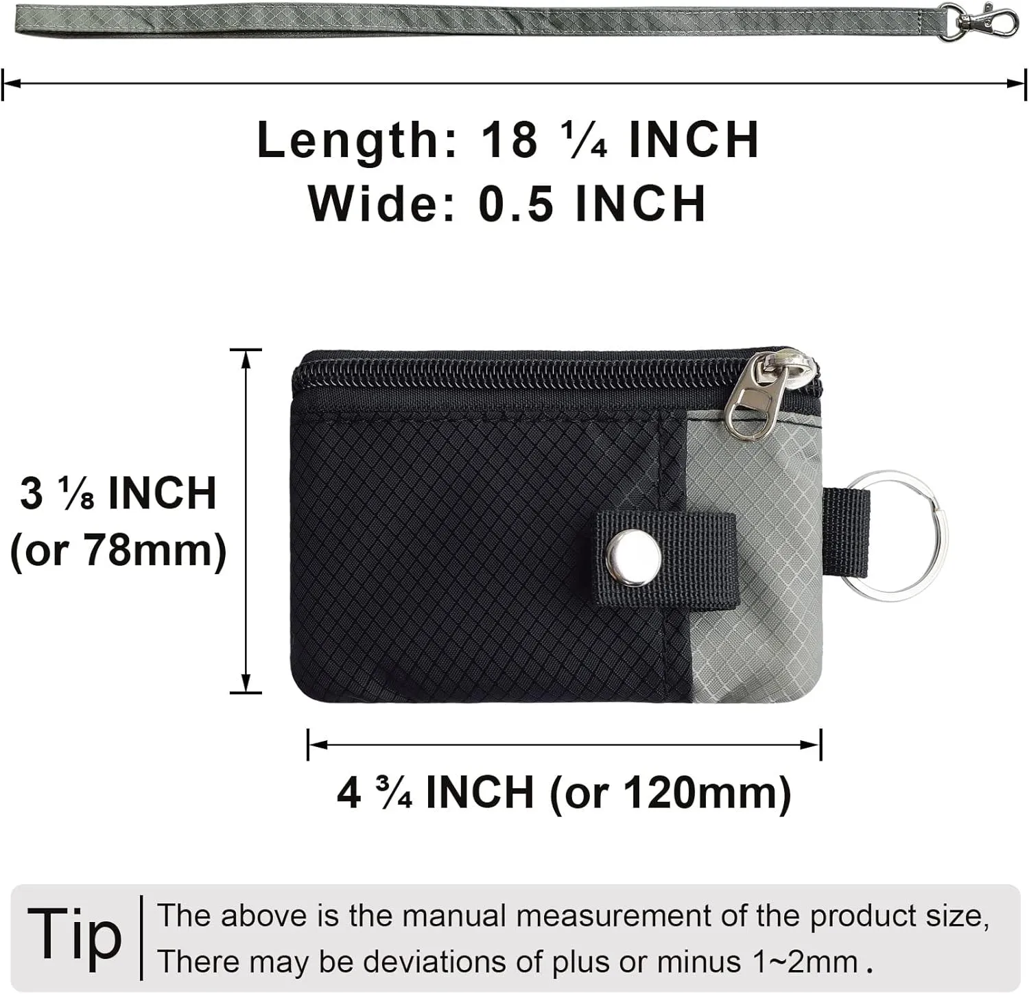 Minimalist RFID Blocking Small Wallet with ID Window,WaterResistant Zip Id Case Wallet with Lanyard Keychain for Cards,Cash,Travel,Women,Men (GreenOnion DarkGreen)