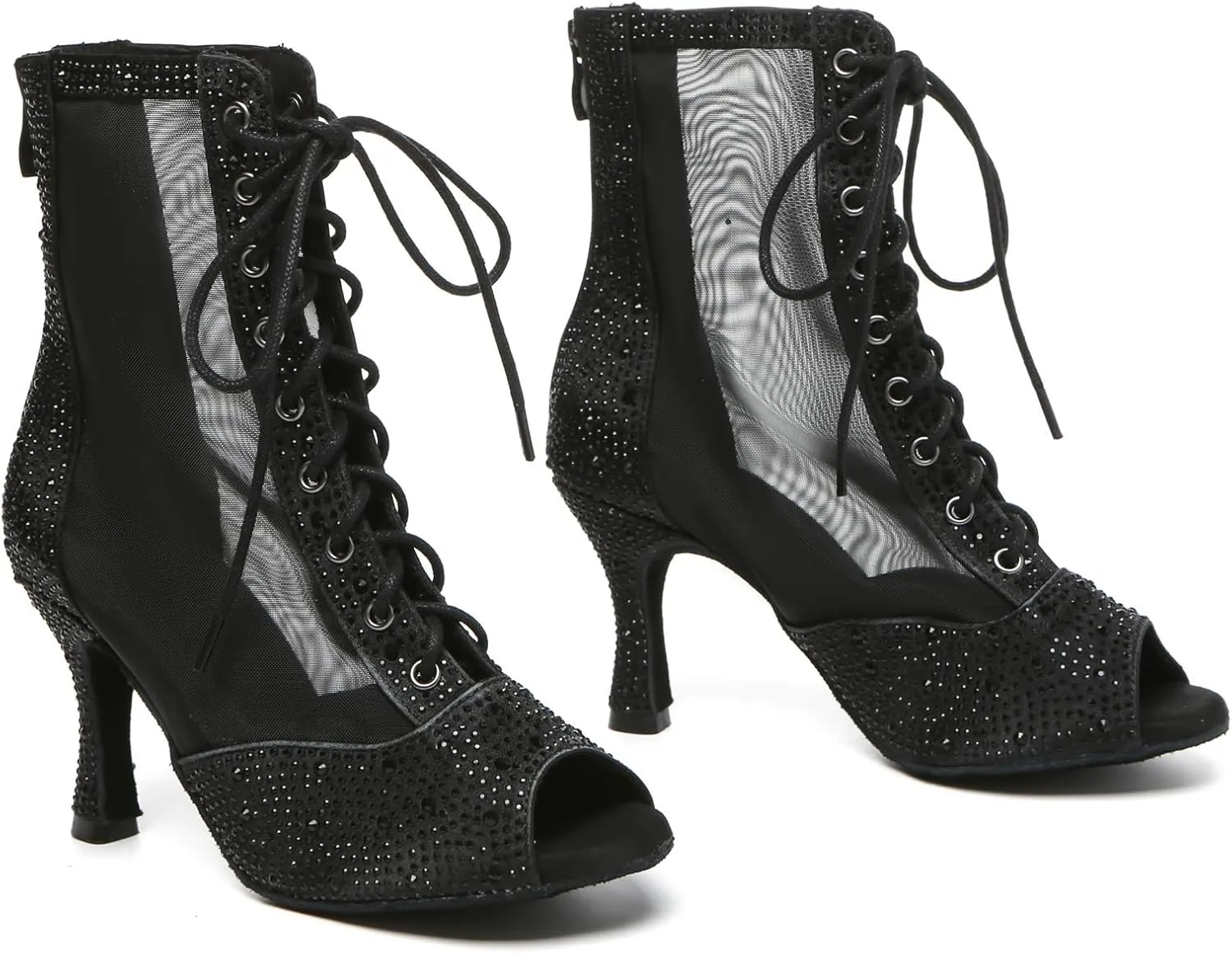 Minishion Womens Rhinestones Ballroom Dance Shoes Fashion Party Prom Ankle Boots