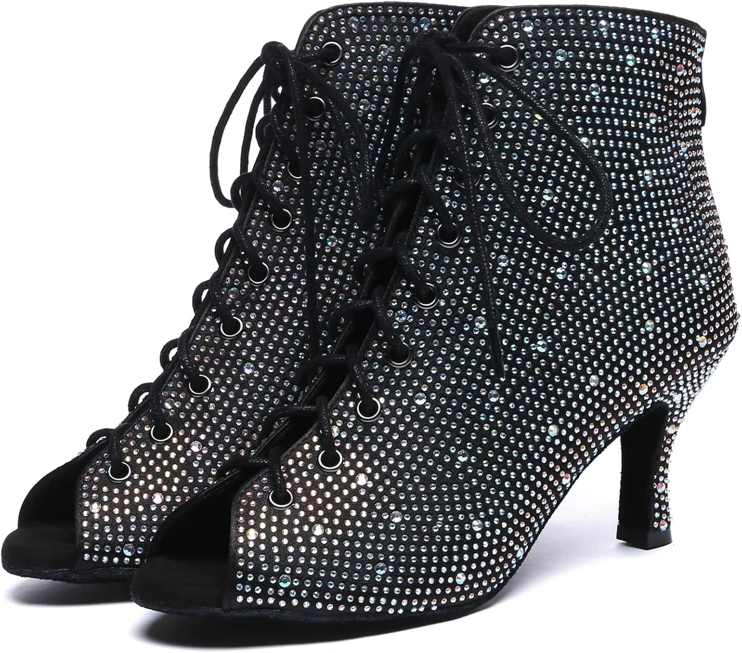 Minishion Womens Rhinestones Ballroom Dance Shoes Fashion Party Prom Ankle Boots