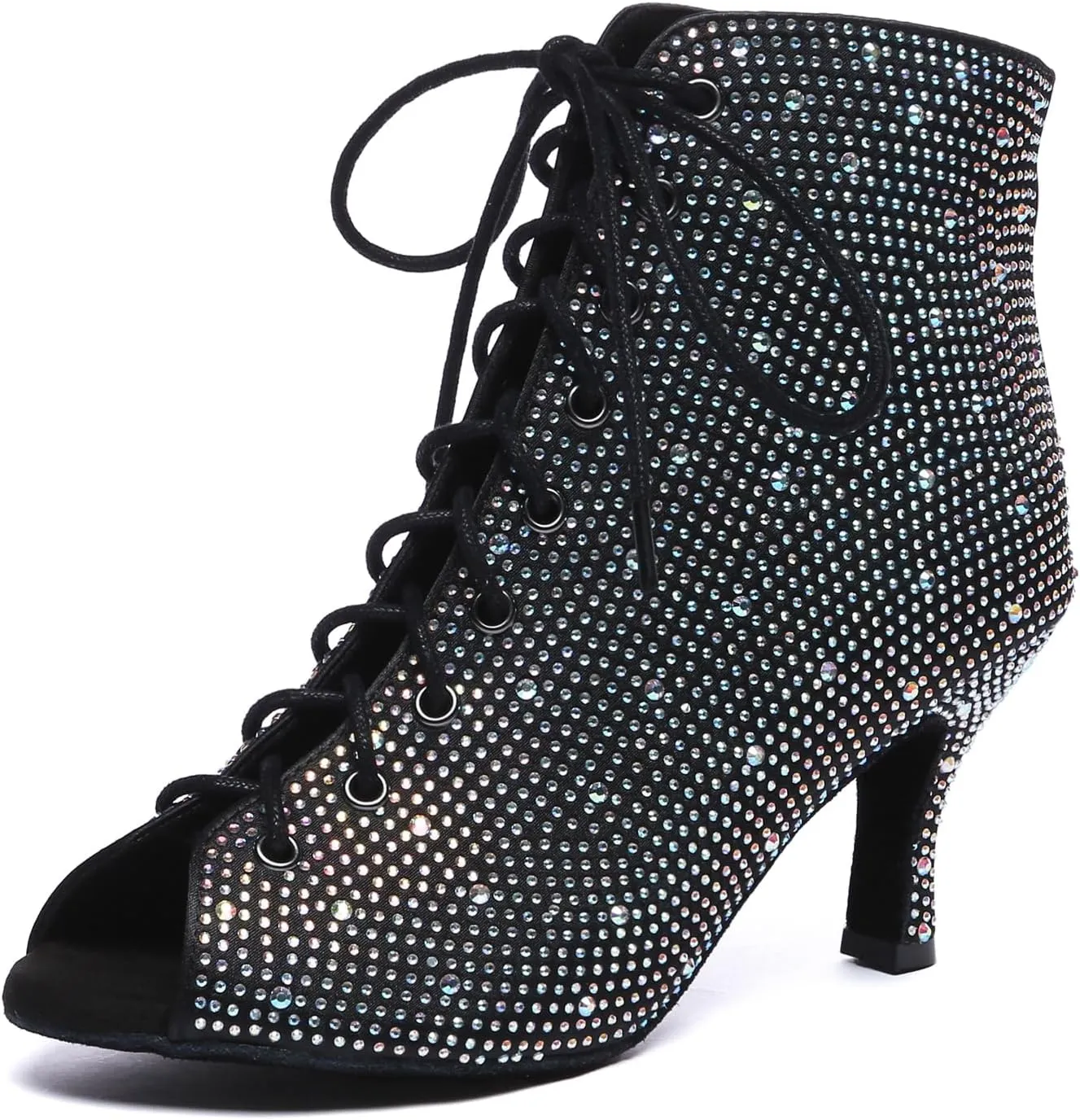 Minishion Womens Rhinestones Ballroom Dance Shoes Fashion Party Prom Ankle Boots