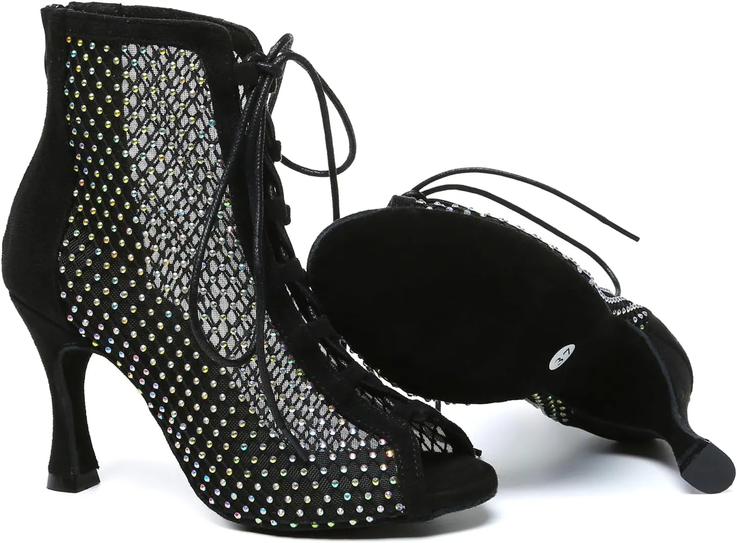 Minishion Womens Rhinestones Ballroom Dance Shoes Fashion Party Prom Ankle Boots