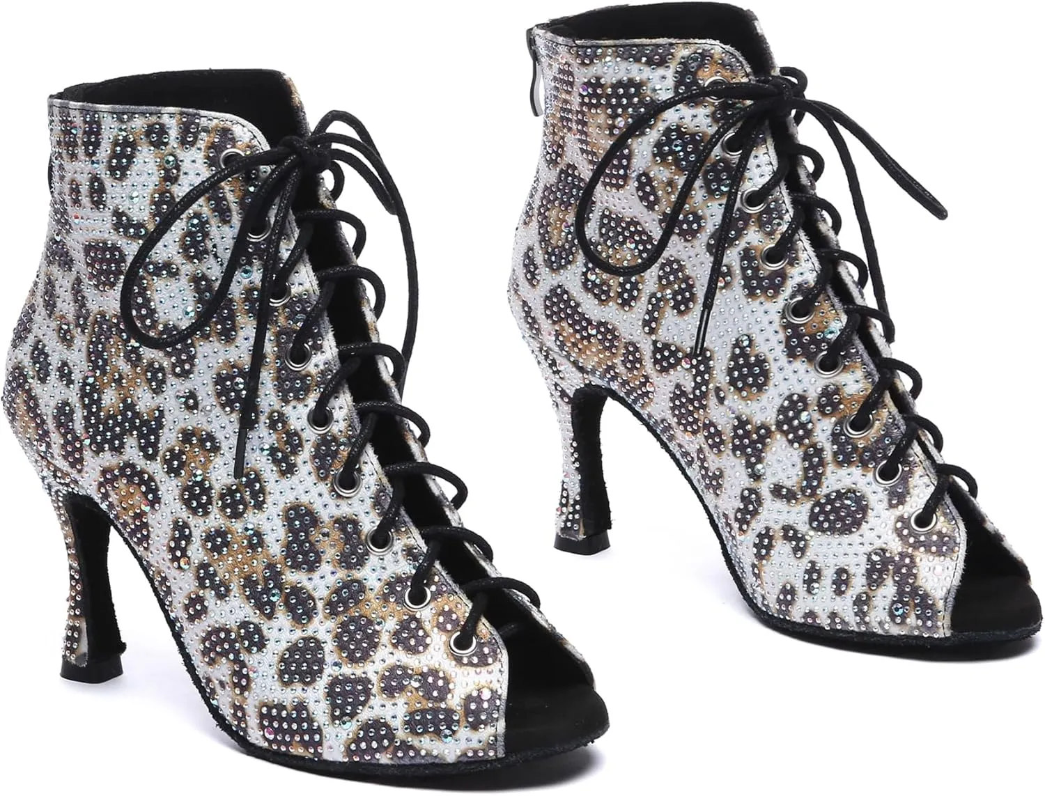 Minishion Womens Rhinestones Ballroom Dance Shoes Fashion Party Prom Ankle Boots