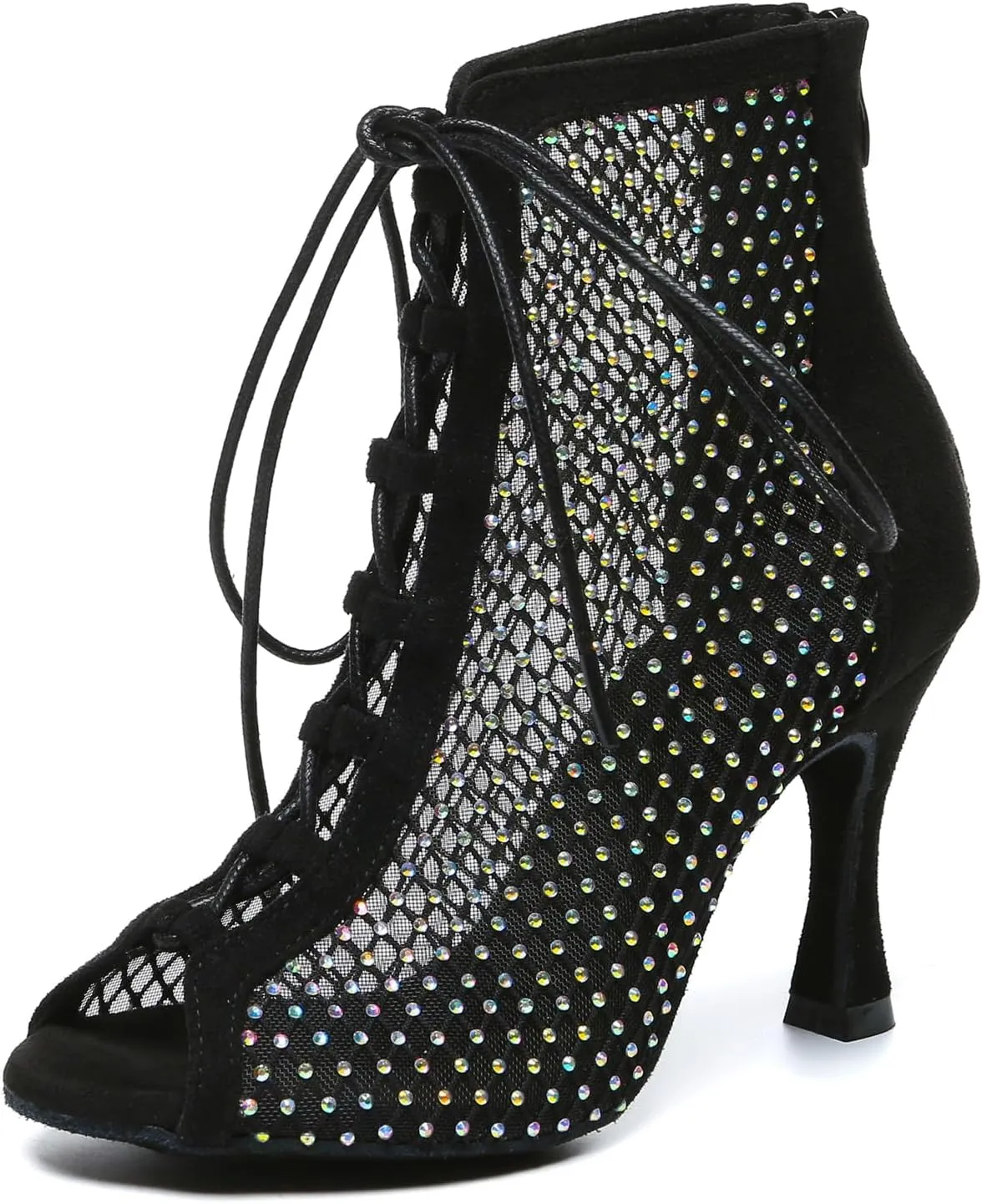 Minishion Womens Rhinestones Ballroom Dance Shoes Fashion Party Prom Ankle Boots