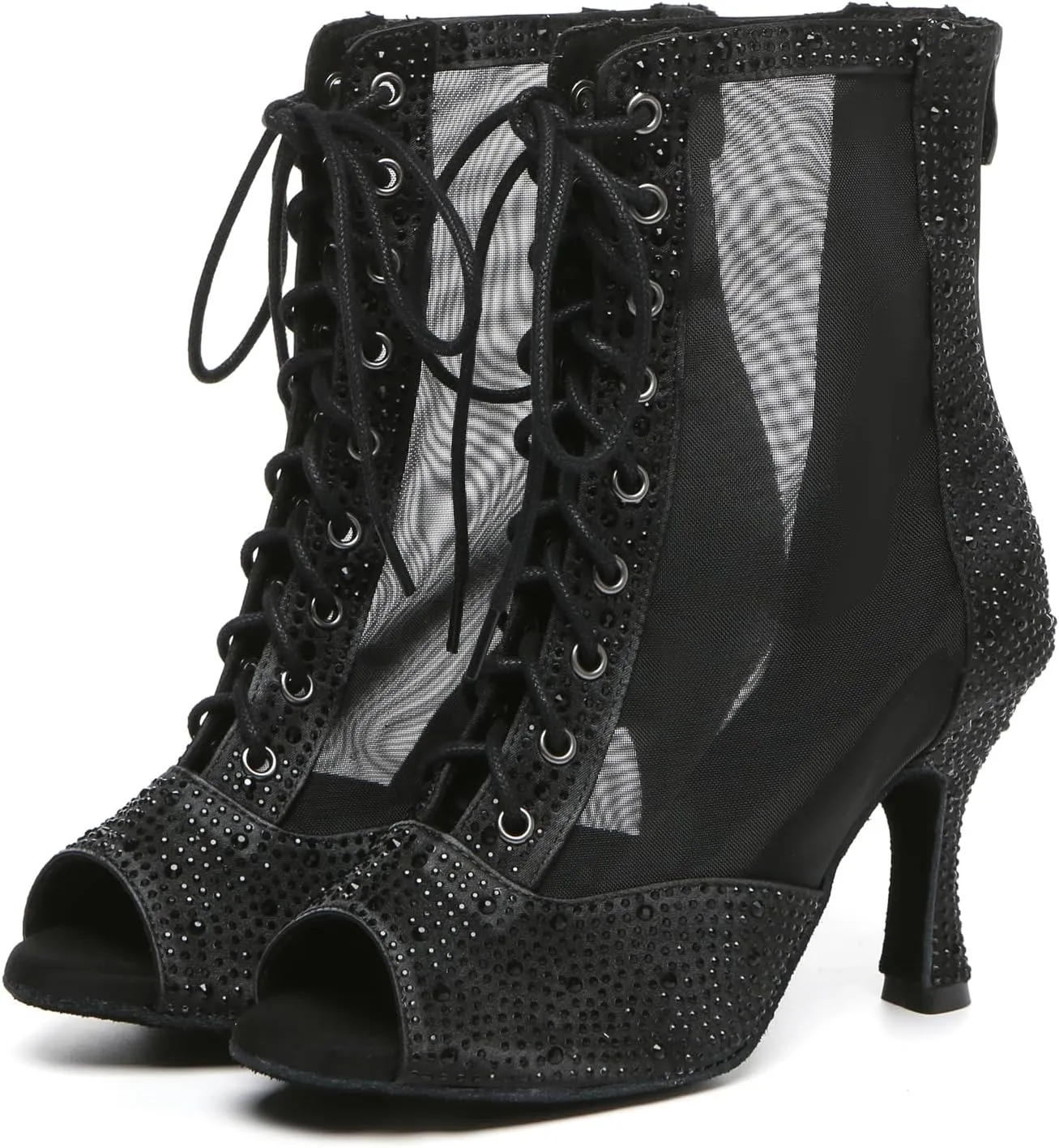 Minishion Womens Rhinestones Ballroom Dance Shoes Fashion Party Prom Ankle Boots