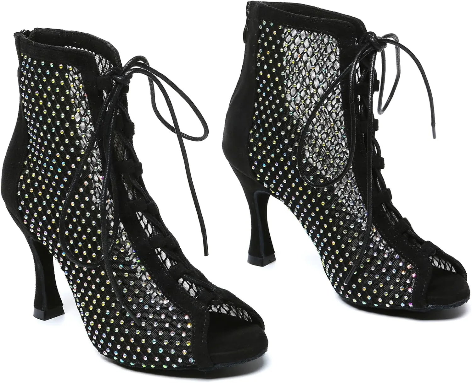 Minishion Womens Rhinestones Ballroom Dance Shoes Fashion Party Prom Ankle Boots