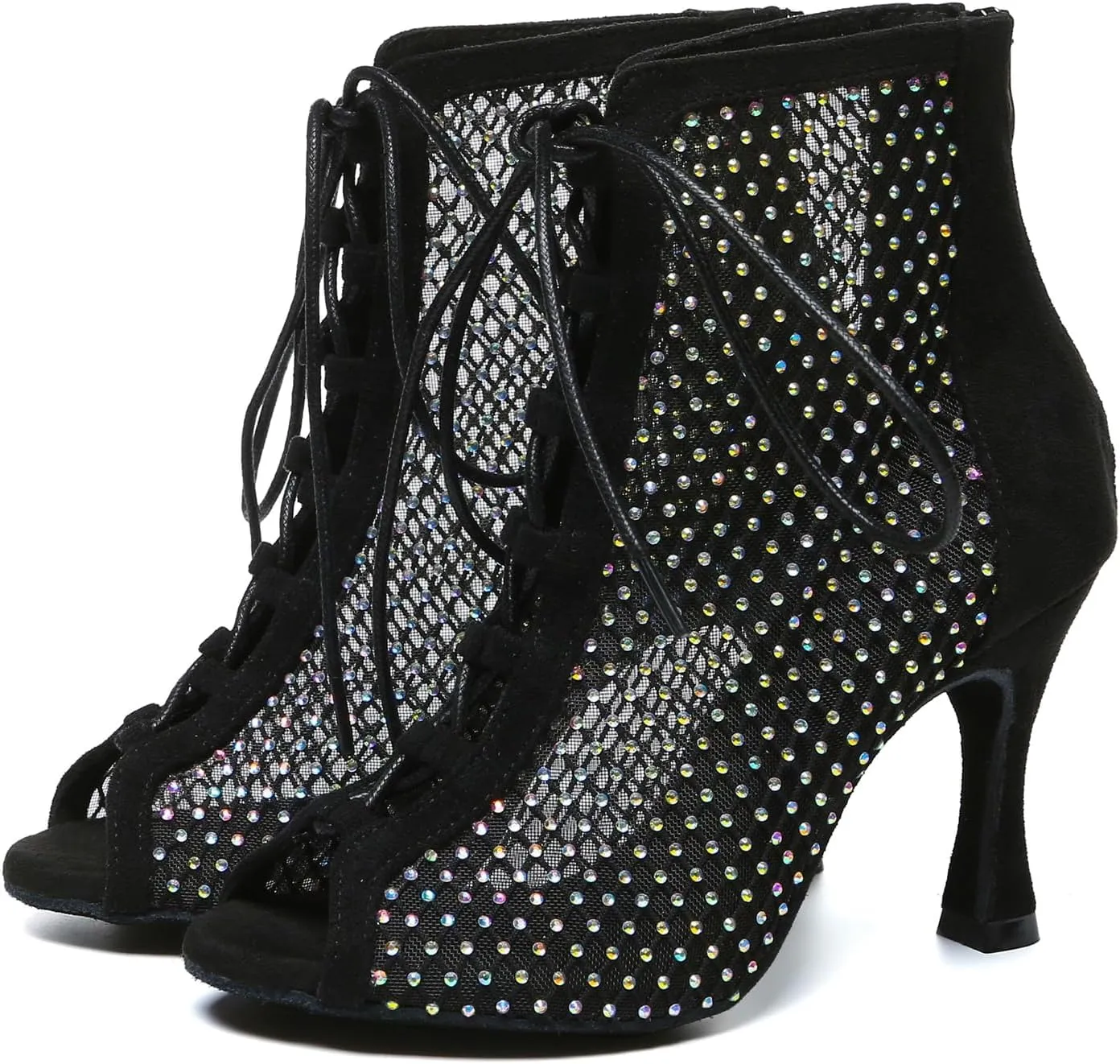 Minishion Womens Rhinestones Ballroom Dance Shoes Fashion Party Prom Ankle Boots