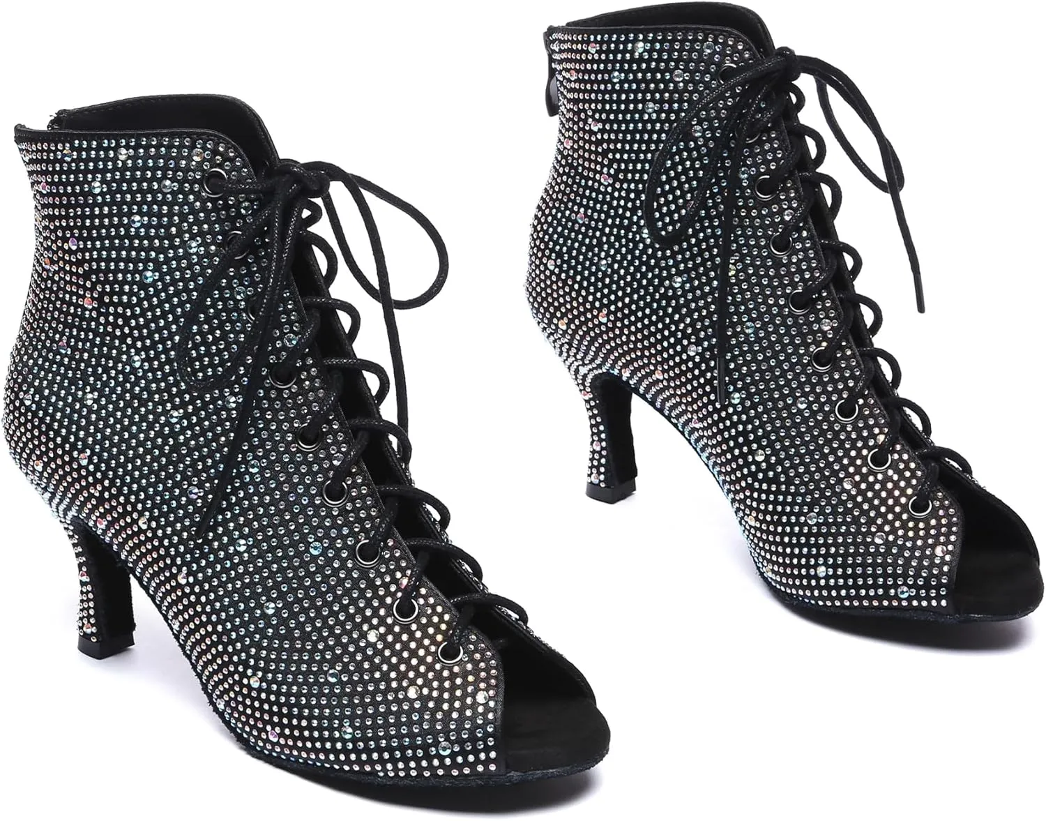 Minishion Womens Rhinestones Ballroom Dance Shoes Fashion Party Prom Ankle Boots