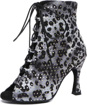 Minishion Womens Rhinestones Ballroom Dance Shoes Fashion Party Prom Ankle Boots