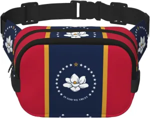 Mississippi State Flag print Large Fanny Packs for Women Cute Cross Body Waist Bag Fashionable Fanny Pack