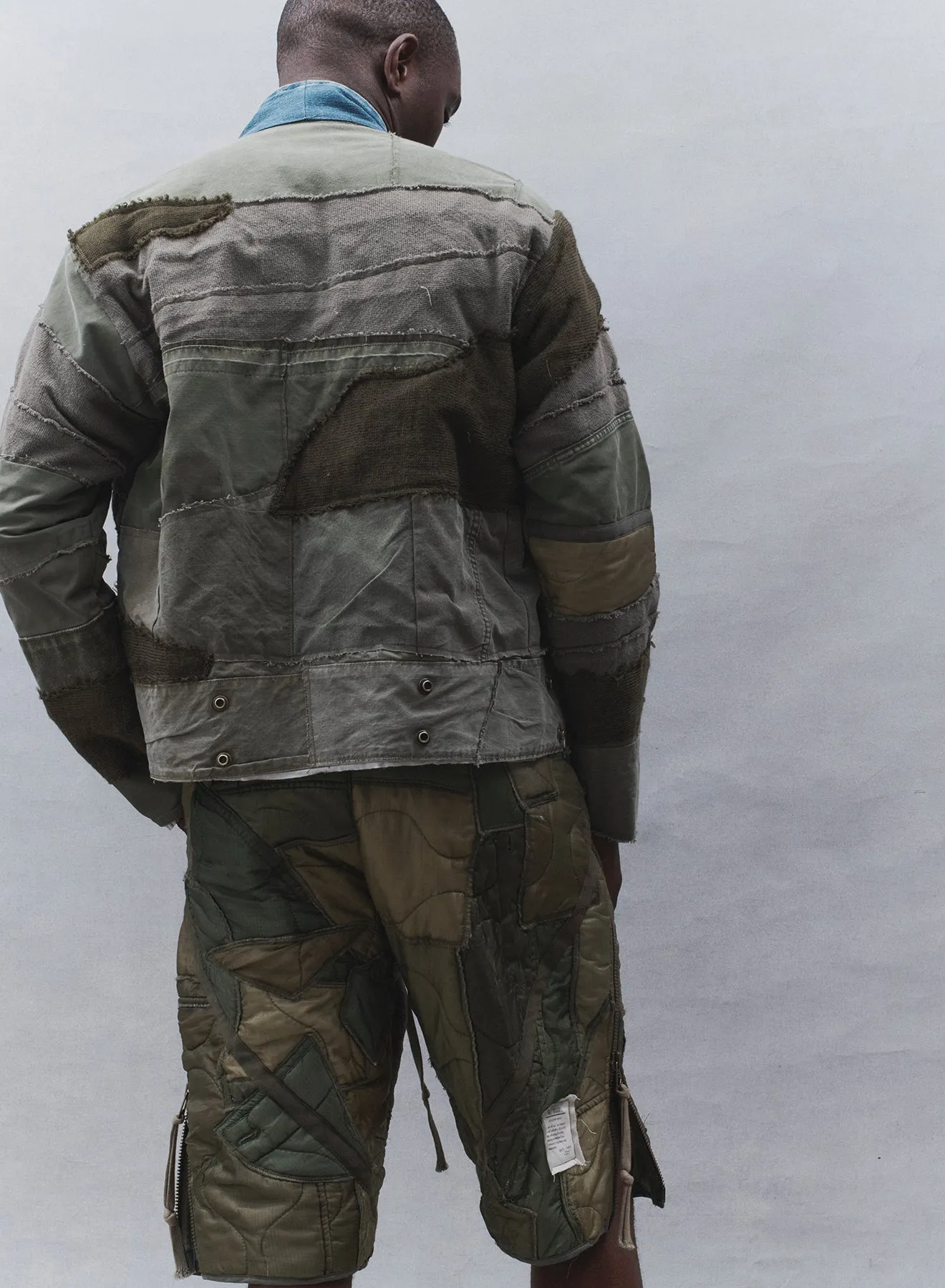 Mixed Army Scrap Cropped Jacket
