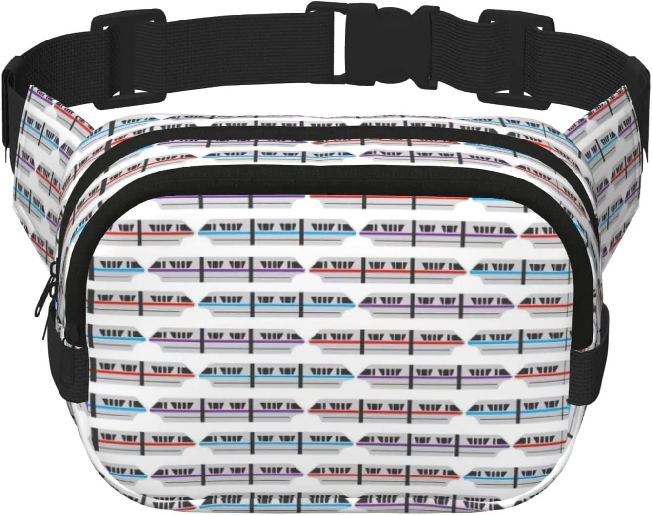 Monorail Train Print Men and Women Square Double Layer Waist Bag Workout Crossbody Travel Waist Bag