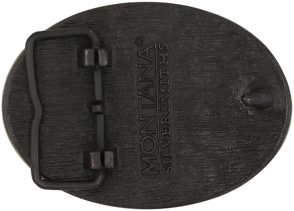 Montana Silversmiths Attitude State Heritage Oval Antiqued Patina Western Belt Buckle