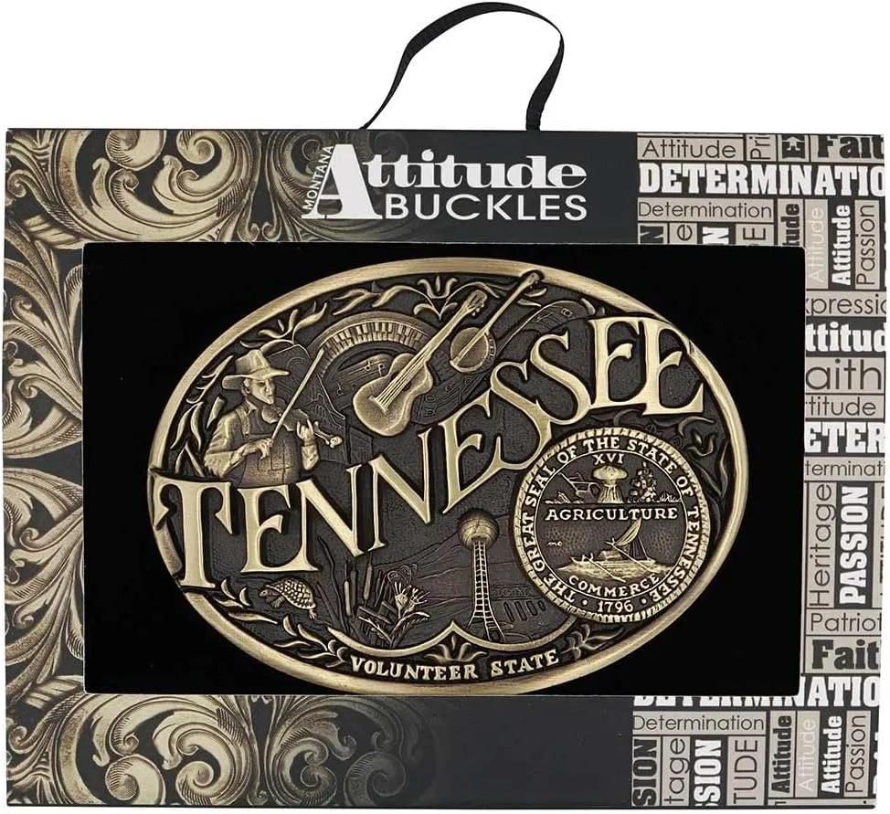 Montana Silversmiths Attitude State Heritage Oval Antiqued Patina Western Belt Buckle
