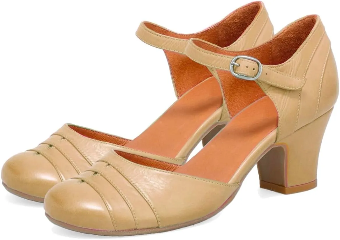 MOOMMO Women Vintage Low Chunky Heel Mary Jane Shoes Pumps Round Closed Toe Cut-out Dress Sandals Ankle Strap 2" Block Heels Mary Janes Dress Shoes Rainbow Patchwork Buckle Office Party Fall 4-11 M US