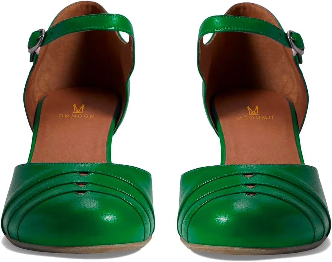 MOOMMO Women Vintage Low Chunky Heel Mary Jane Shoes Pumps Round Closed Toe Cut-out Dress Sandals Ankle Strap 2" Block Heels Mary Janes Dress Shoes Rainbow Patchwork Buckle Office Party Fall 4-11 M US
