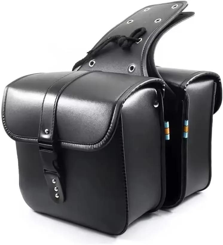 Motorcycle Bicycle Universal Waterproof PU Saddlebag Rear Side Travel Luggage Bag Tool Phone Wallet Bag For Harley For Kawasaki For BMW (Brown)