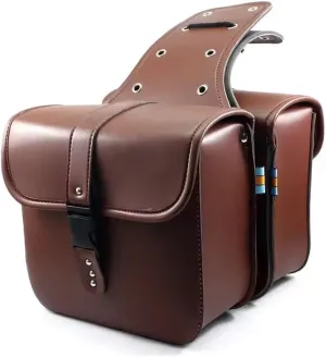 Motorcycle Bicycle Universal Waterproof PU Saddlebag Rear Side Travel Luggage Bag Tool Phone Wallet Bag For Harley For Kawasaki For BMW (Brown)