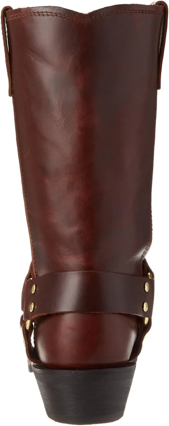 Motorcycle Boots Men Harness Straps Mid Calf Pull On Boots for Men Pu Leather Men's Western Boots