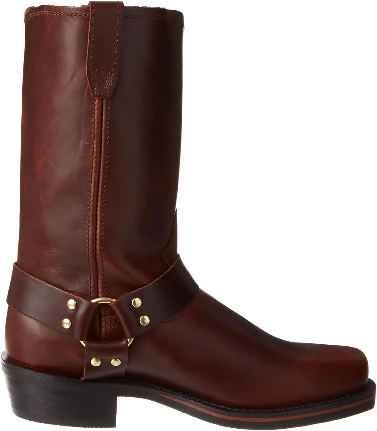 Motorcycle Boots Men Harness Straps Mid Calf Pull On Boots for Men Pu Leather Men's Western Boots