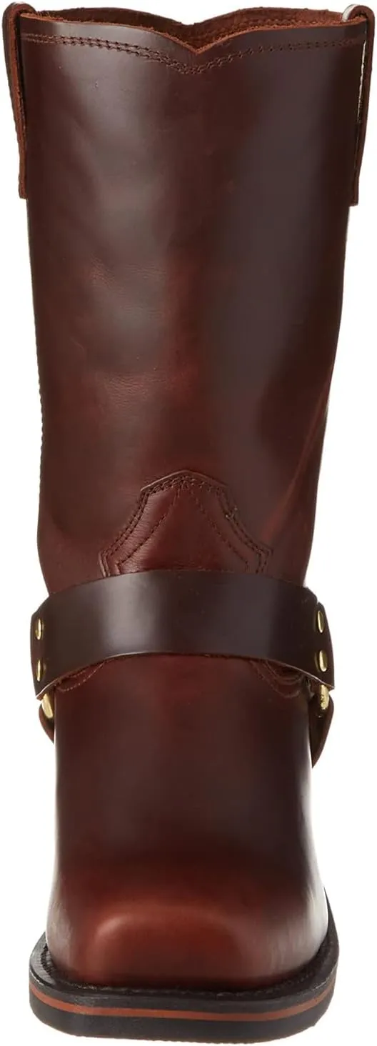 Motorcycle Boots Men Harness Straps Mid Calf Pull On Boots for Men Pu Leather Men's Western Boots