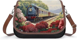 Mountain Train Railroad Tracks Women's Crossbody Bags PU Leather Bag Handbags Mini Shoulder Bag Messenger Bag