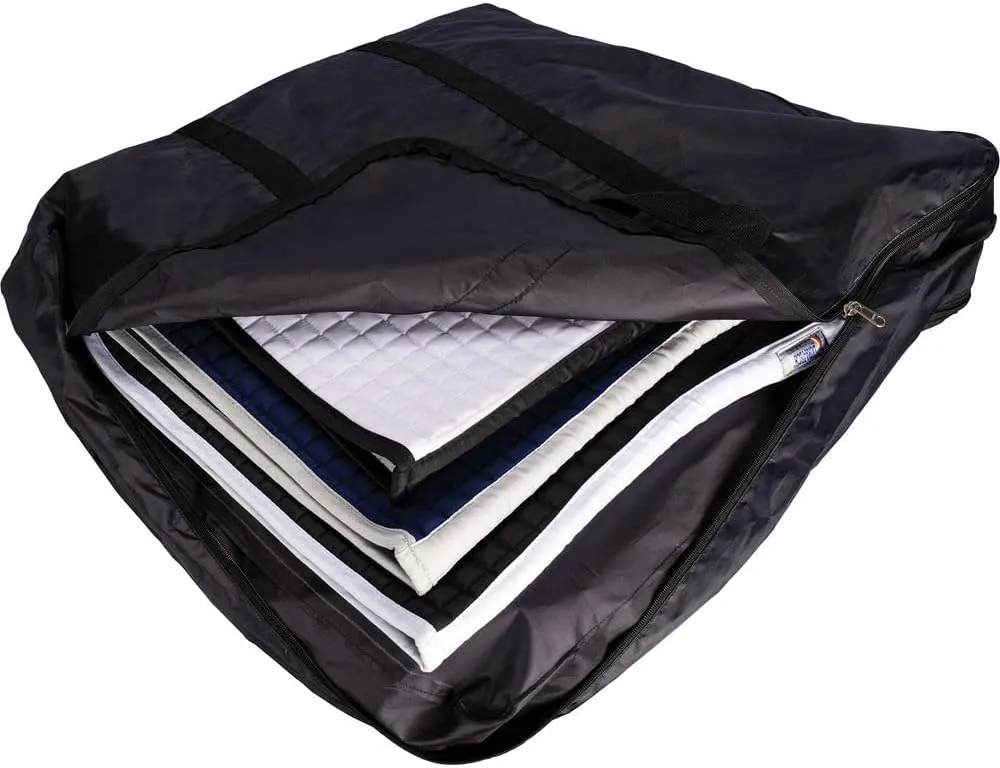 Multi-Compartment English Saddle Pad Bag | Color Black | Preserve Horse Saddle Pads | Multi-Compartment Bag | Air Circulation Grommets | Durable 420D Material