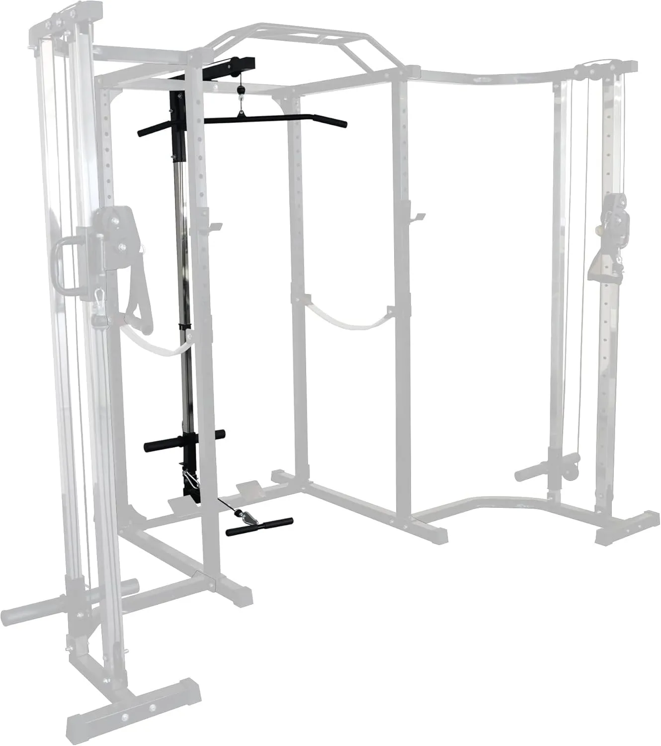 Multi-Function Adjustable Power Cage with J-Hooks, Safety Straps and Optional LAT Pulldown Attachment and Cable Crossover, Multiple Styles