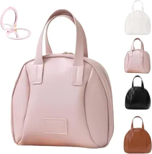 Multi-Layered Shell-Shaped Cosmetic Bag, 2025 Portable PU Leather Waterproof Handbag Style Cosmetic Pouch, Makeup Bag with Compartments (Pink)