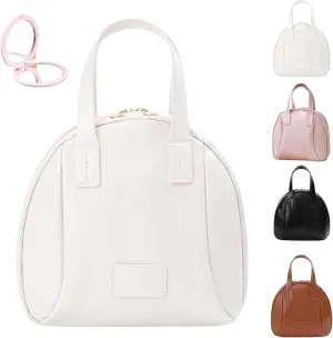 Multi-Layered Shell-Shaped Cosmetic Bag, 2025 Portable PU Leather Waterproof Handbag Style Cosmetic Pouch, Makeup Bag with Compartments (White)