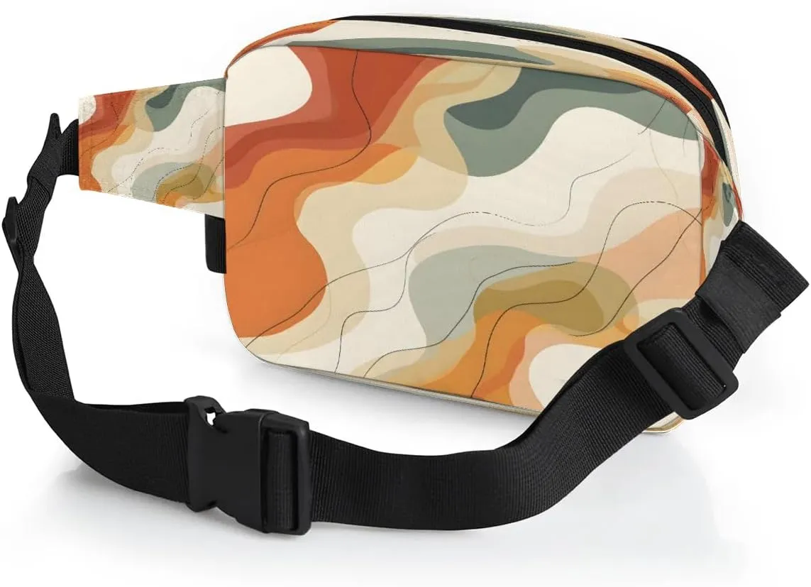 Multicolor Modern Patterns Fanny Packs for Women Men Waterproof Waist Bag with Adjustable Strap Belt Bag for Travel Running Hiking