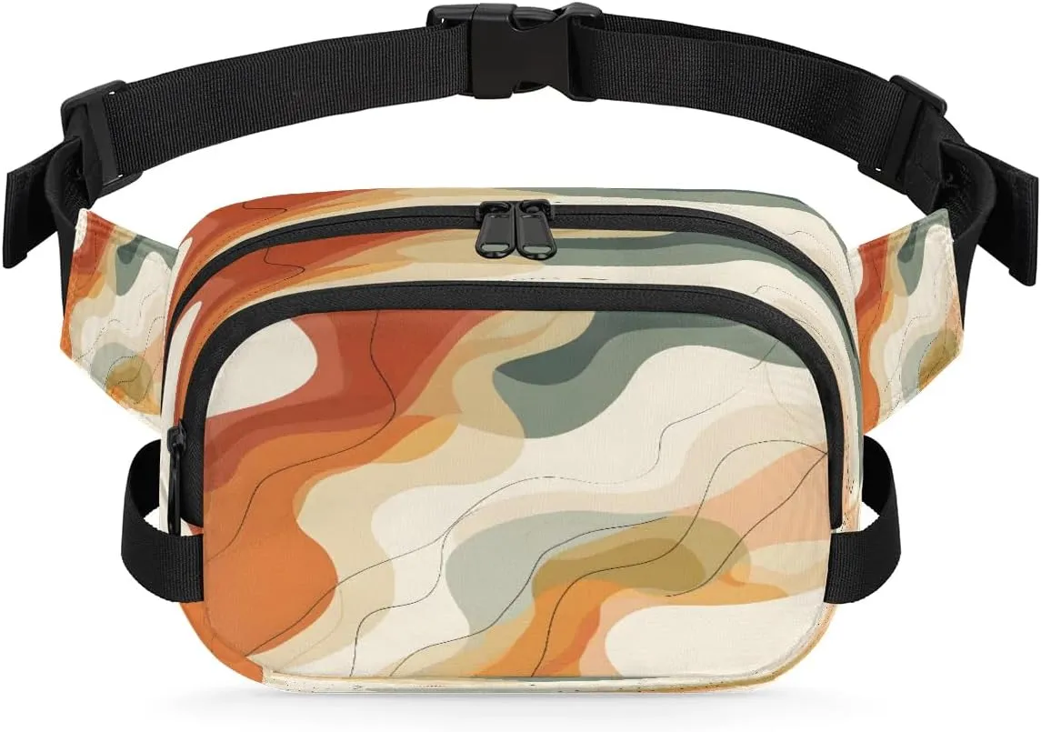 Multicolor Modern Patterns Fanny Packs for Women Men Waterproof Waist Bag with Adjustable Strap Belt Bag for Travel Running Hiking