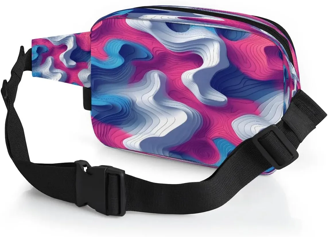 Multicolor Modern Printing Fanny Packs for Women Men Waterproof Waist Bag with Adjustable Strap Belt Bag for Travel Running Hiking
