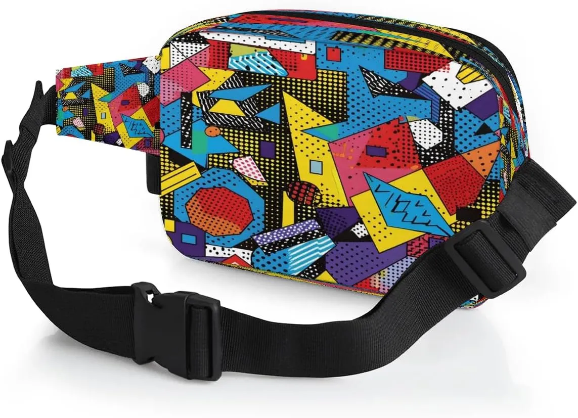 Multicolor Modern Printings Fanny Packs for Women Men Waterproof Waist Bag with Adjustable Strap Belt Bag for Travel Running Hiking