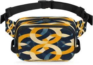 Multicolor Pattern Retro Fanny Packs for Women Men Waterproof Waist Bag with Adjustable Strap Belt Bag for Travel Running Hiking