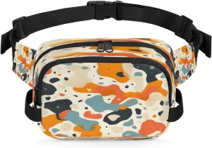 Multielement Art Pattern Fanny Packs for Women Men Waterproof Waist Bag with Adjustable Strap Belt Bag for Travel Running Hiking