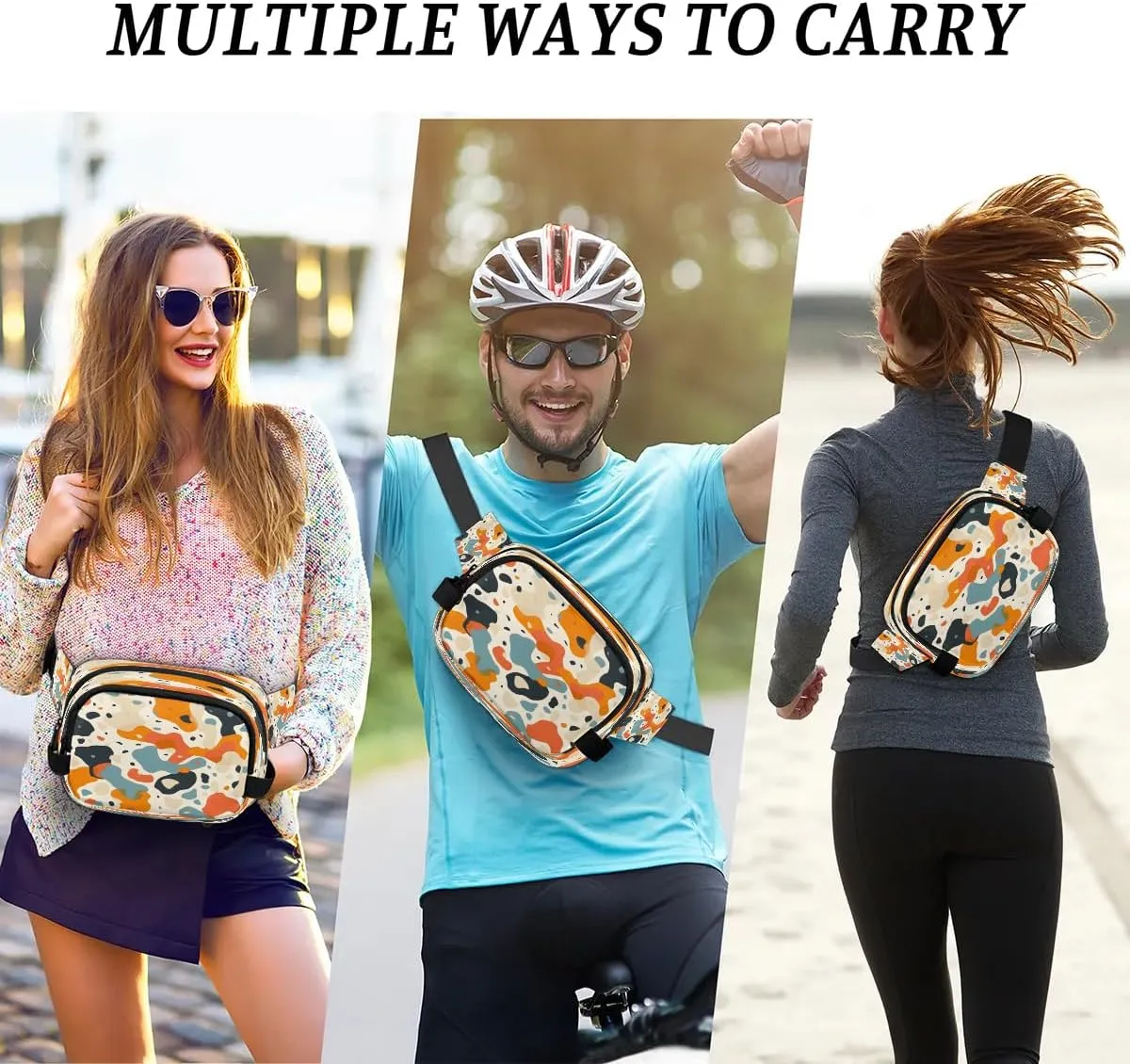 Multielement Art Pattern Fanny Packs for Women Men Waterproof Waist Bag with Adjustable Strap Belt Bag for Travel Running Hiking