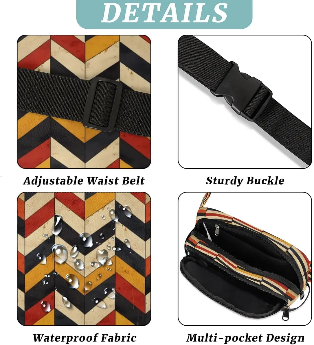 Multielement Cool Art Patterns Fanny Packs for Women Men Waterproof Waist Bag with Adjustable Strap Belt Bag for Travel Running Hiking