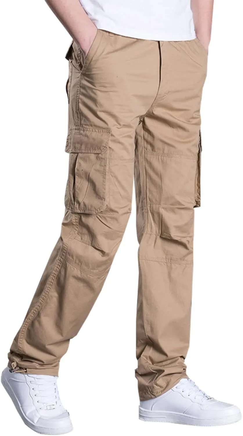 Muscularfit Men's Pants Stretch Relaxed Fit Joggers Athletic Cargo Pant Casual Loose Straight Sweatpants with Pockets Trouser