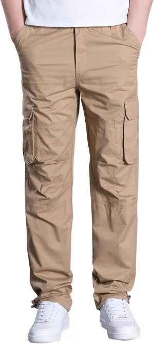 Muscularfit Men's Pants Stretch Relaxed Fit Joggers Athletic Cargo Pant Casual Loose Straight Sweatpants with Pockets Trouser