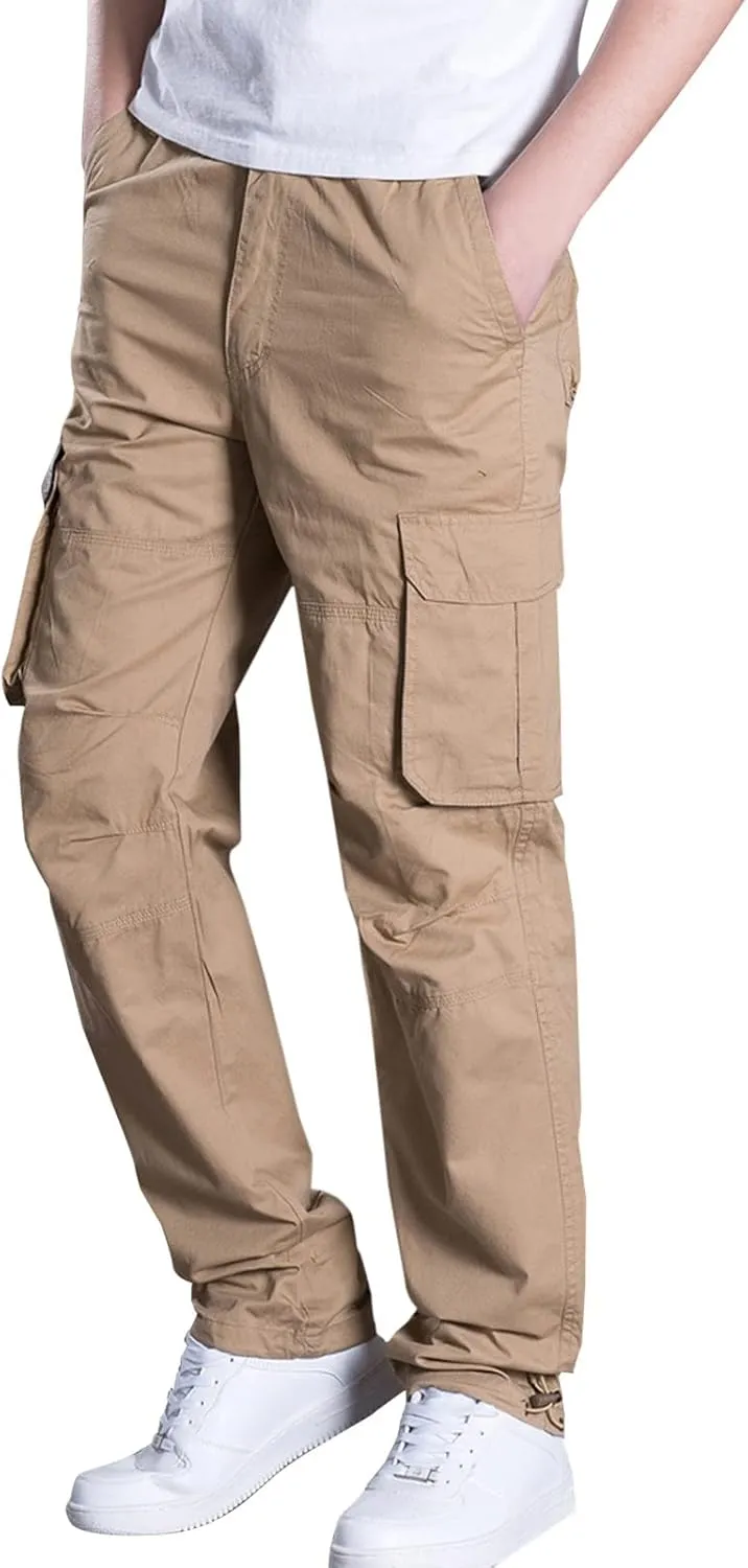 Muscularfit Men's Pants Stretch Relaxed Fit Joggers Athletic Cargo Pant Casual Loose Straight Sweatpants with Pockets Trouser