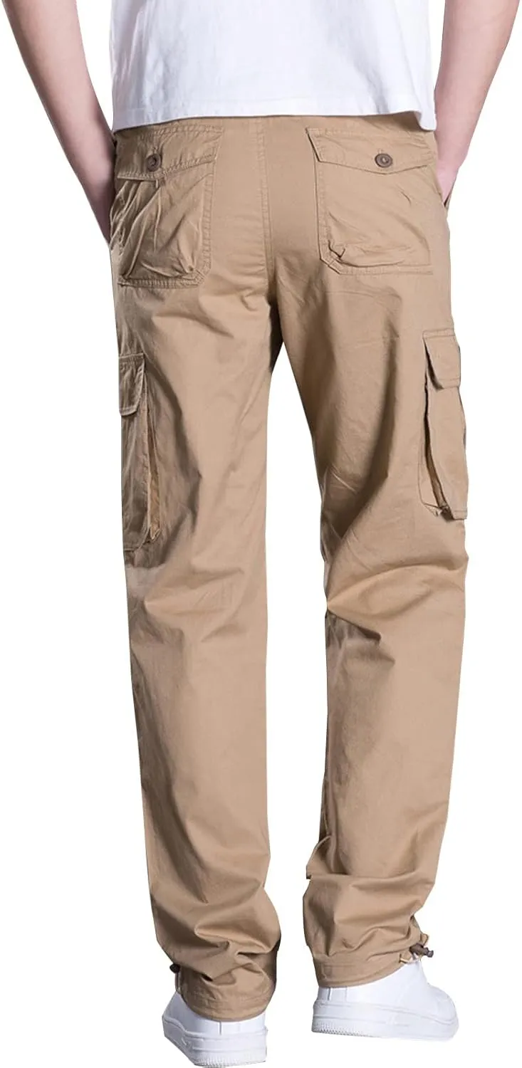 Muscularfit Men's Pants Stretch Relaxed Fit Joggers Athletic Cargo Pant Casual Loose Straight Sweatpants with Pockets Trouser