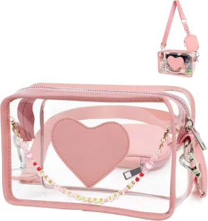 Music Lover Letter Beads Bracelets Clear Bag for Stadium Events, Crossbody Bags Christmas Friendship Gifts for Her