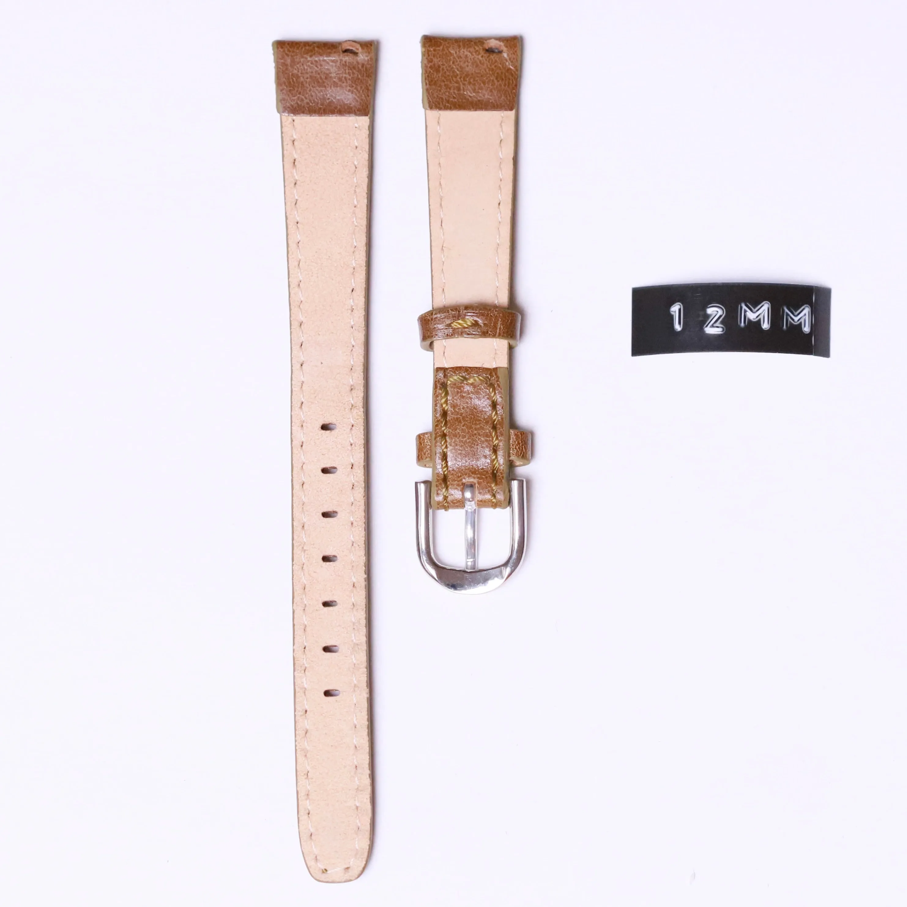 Natural Leather with steel buckle " Brown " 12mm