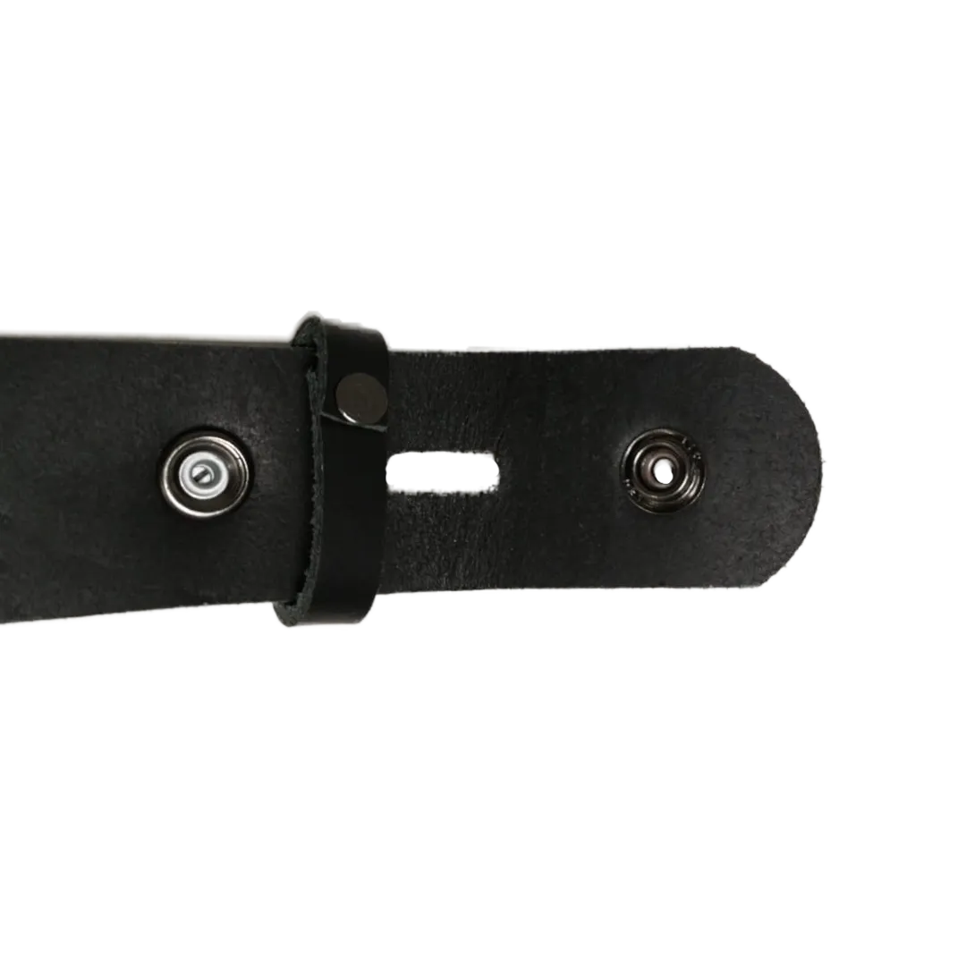 Navy Blue Leather Press Stud Strap