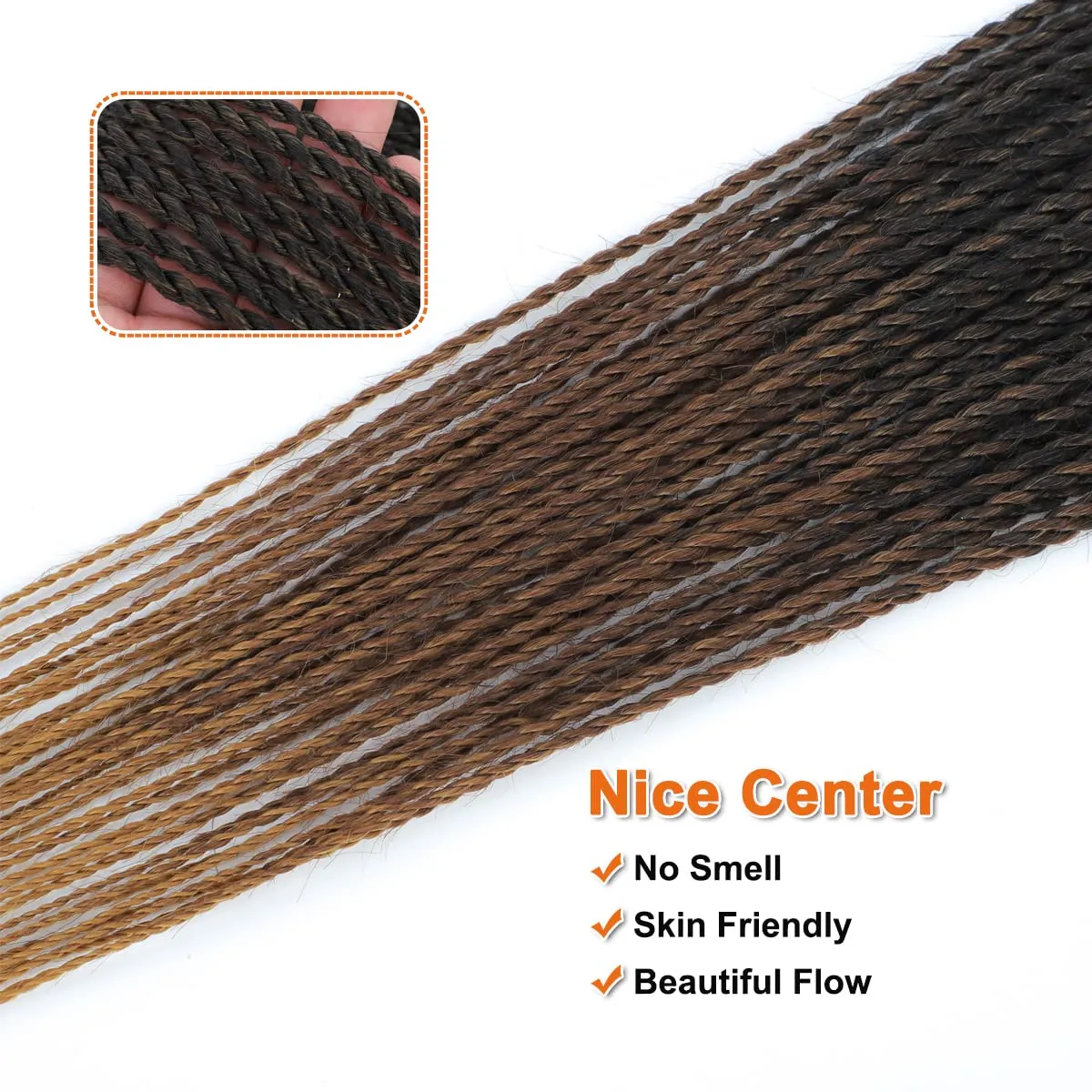 NAYOO Small Crochet Hair Senegalese Twist 18 Inch 8 Packs Ombre Crochet Braids Pre-Looped, 35 Strands/Pack Crochet Twist Hot Water Setting, Ombre Senegalese Twist Crochet Hair for Black Women