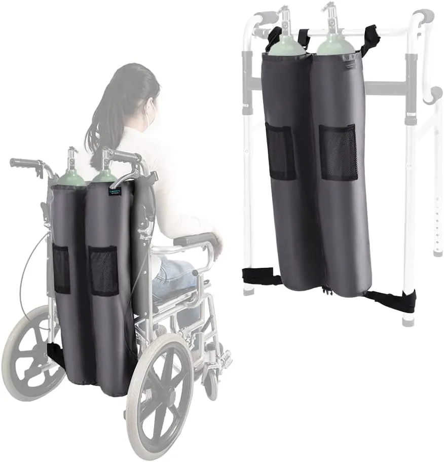 NEPPT Oxygen Tank Holder Portable Oxygen Cylinder Backpack For Wheelchair & Walker Medical Oxygen Tank Accessories Carrying Bag To Hang On Wheelchair Back For Travel Fits Canister Sizes D, C, M9